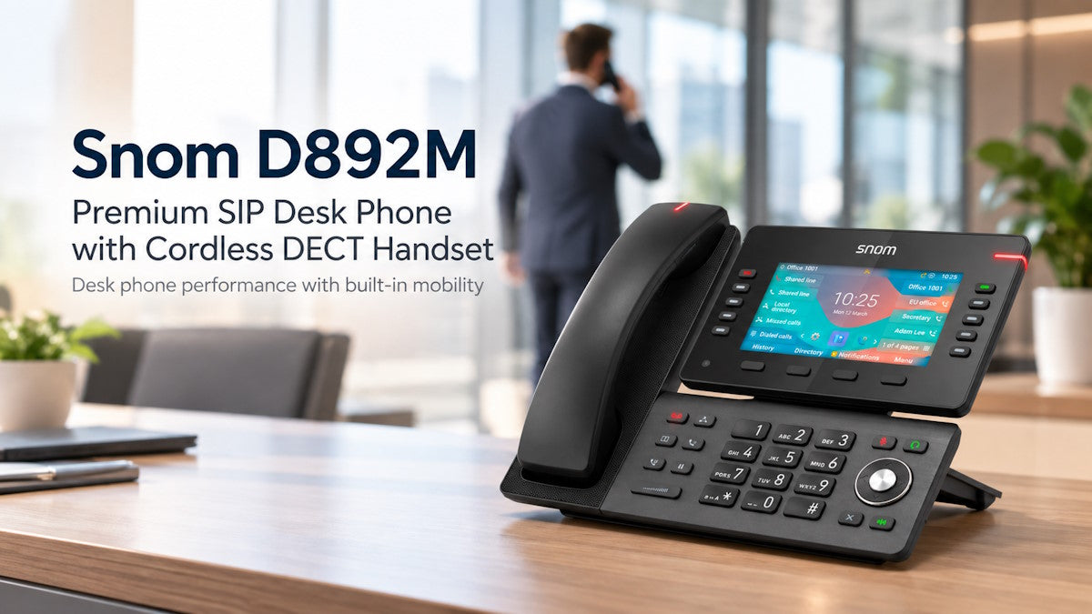 Snom D892M SIP desk phone with cordless DECT handset for office mobility