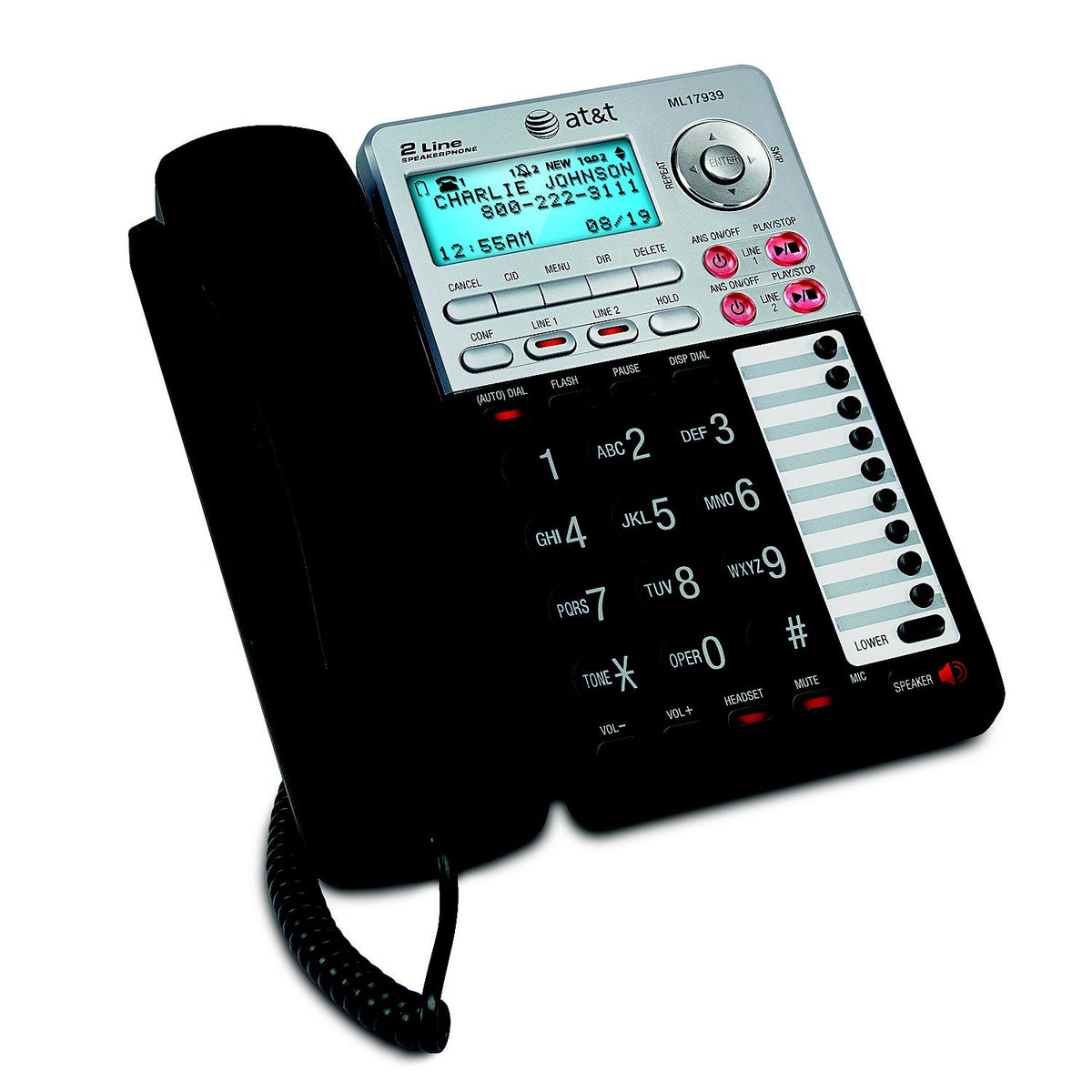 AT&T ML17939 2-Line Corded Speakerphone – Caller ID & 12-Min Answering