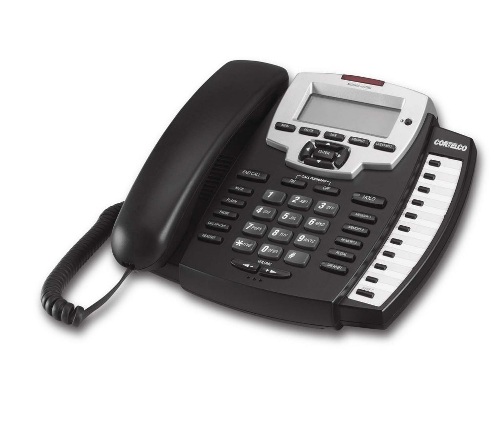 Cortelco 9 Series Single-Line Multi-Feature Corded Speakerphone – Black, Caller ID/Call Waiting, 3-Line Backlit Display & 99-Number Memory (912500-TP2-27S)