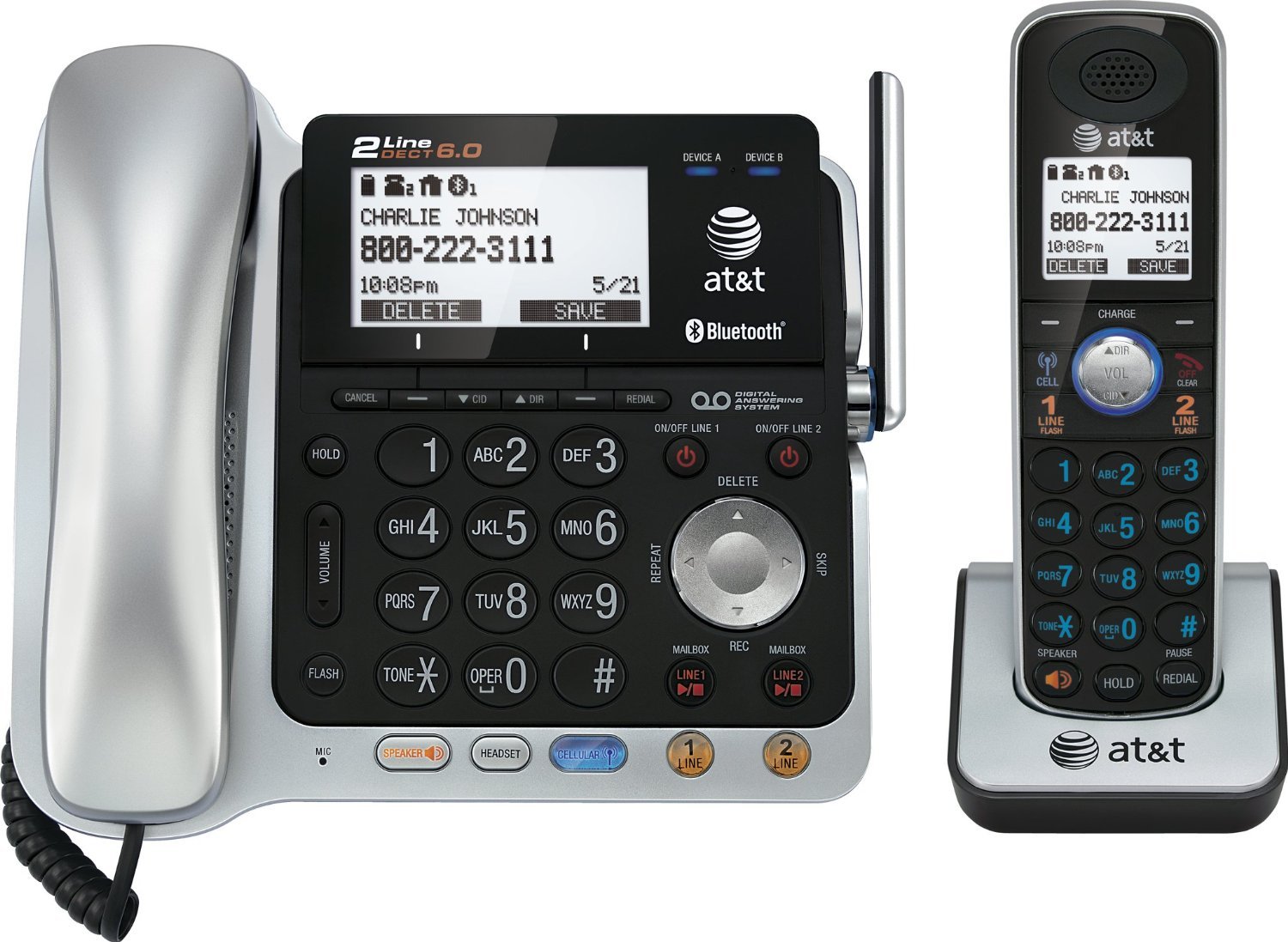 ATT TL86109 2 - line Corded/Cordless with ITAD Phone ATT - TL86109 - The Telecom Spot