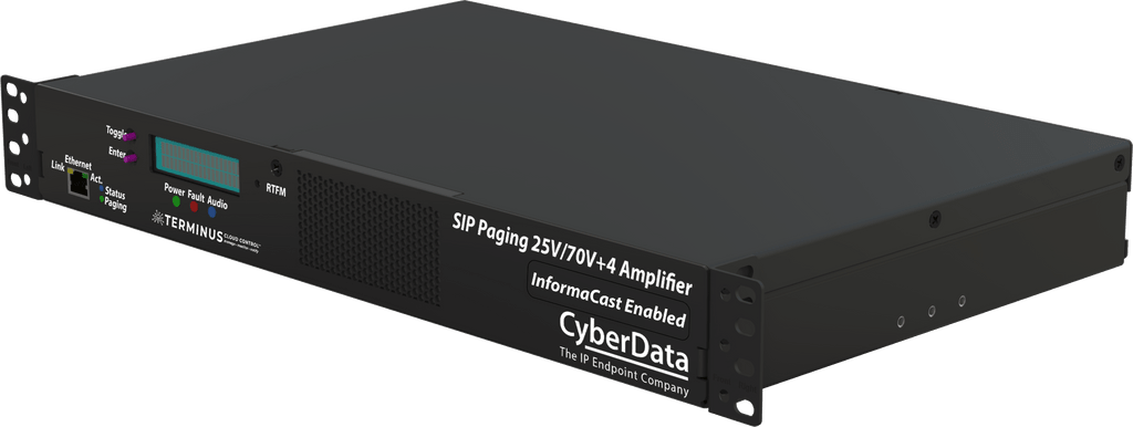 CyberData InformaCast Enabled Paging 25V/70V +4 Amplifier – 4 - Zone Hybrid VoIP Paging Solution for Large Facilities (011599) 011599 - The Telecom Spot
