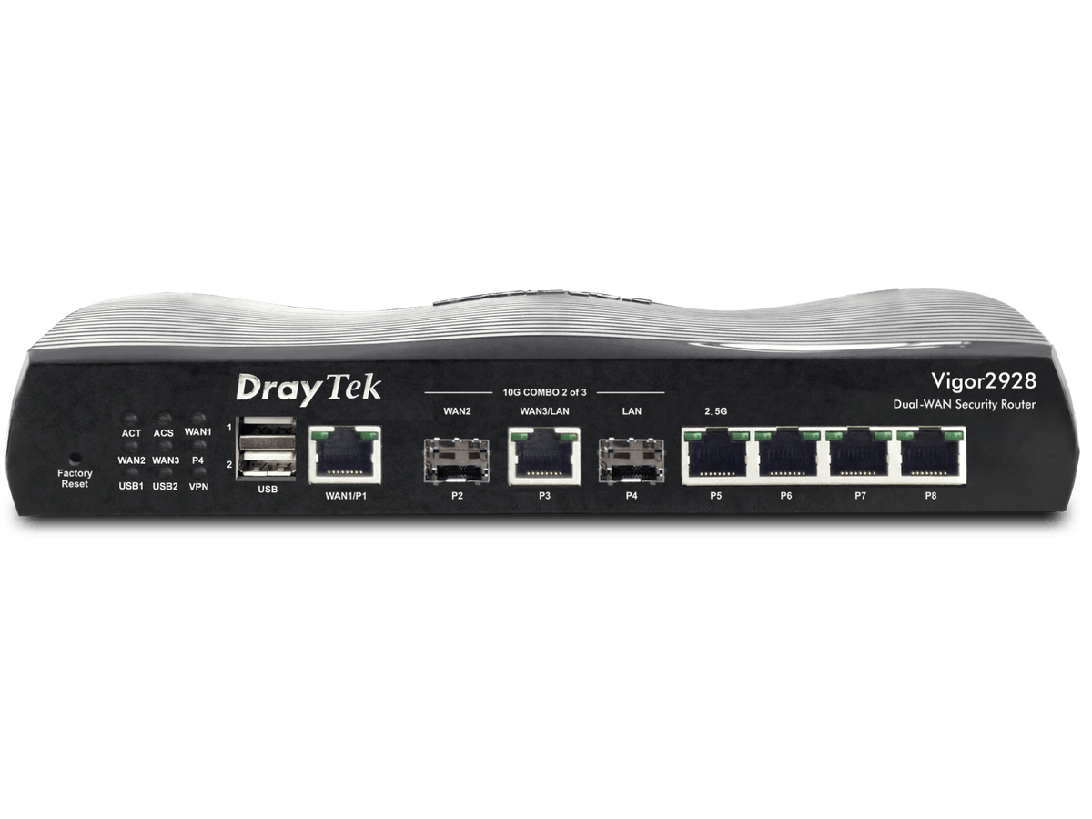 DrayTek Vigor2928 Multi-WAN VPN Security Router – 9.3Gbps NAT & 10G Ports for High-Speed Business Networks Vigor2928 - The Telecom Spot