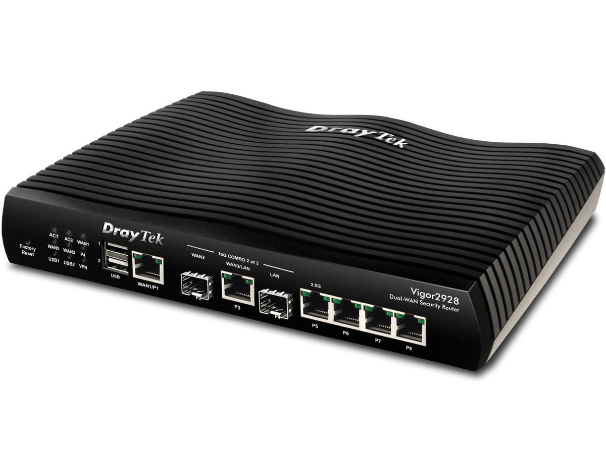 DrayTek Vigor2928 Multi-WAN VPN Security Router – 9.3Gbps NAT & 10G Ports for High-Speed Business Networks Vigor2928 - The Telecom Spot