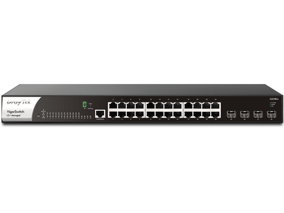DrayTek VigorSwitch G2282x – 28-Port Gigabit L2+ Managed Switch with 4x 10G SFP+ Uplinks & Stacking VIGORSWITCHG2282X - The Telecom Spot