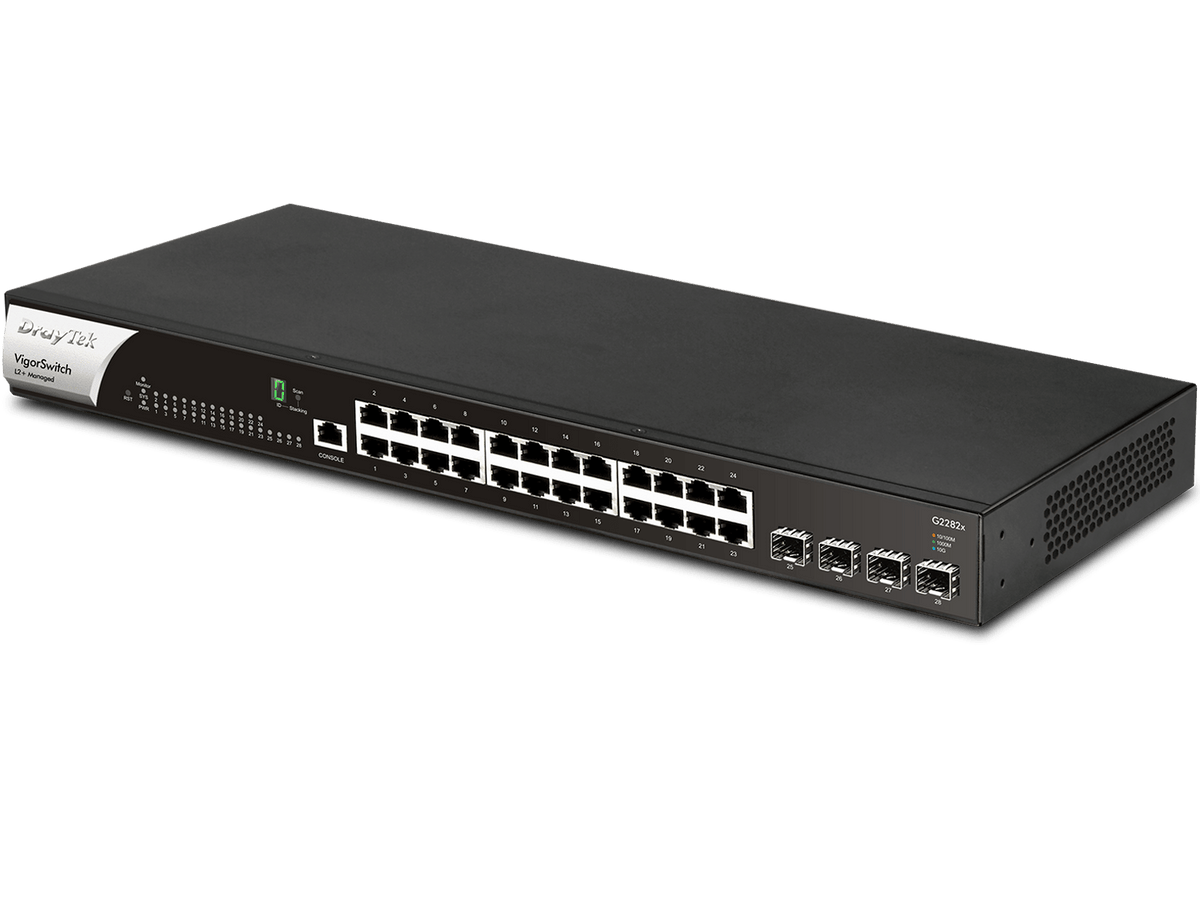 DrayTek VigorSwitch G2282x – 28-Port Gigabit L2+ Managed Switch with 4x 10G SFP+ Uplinks & Stacking VIGORSWITCHG2282X - The Telecom Spot