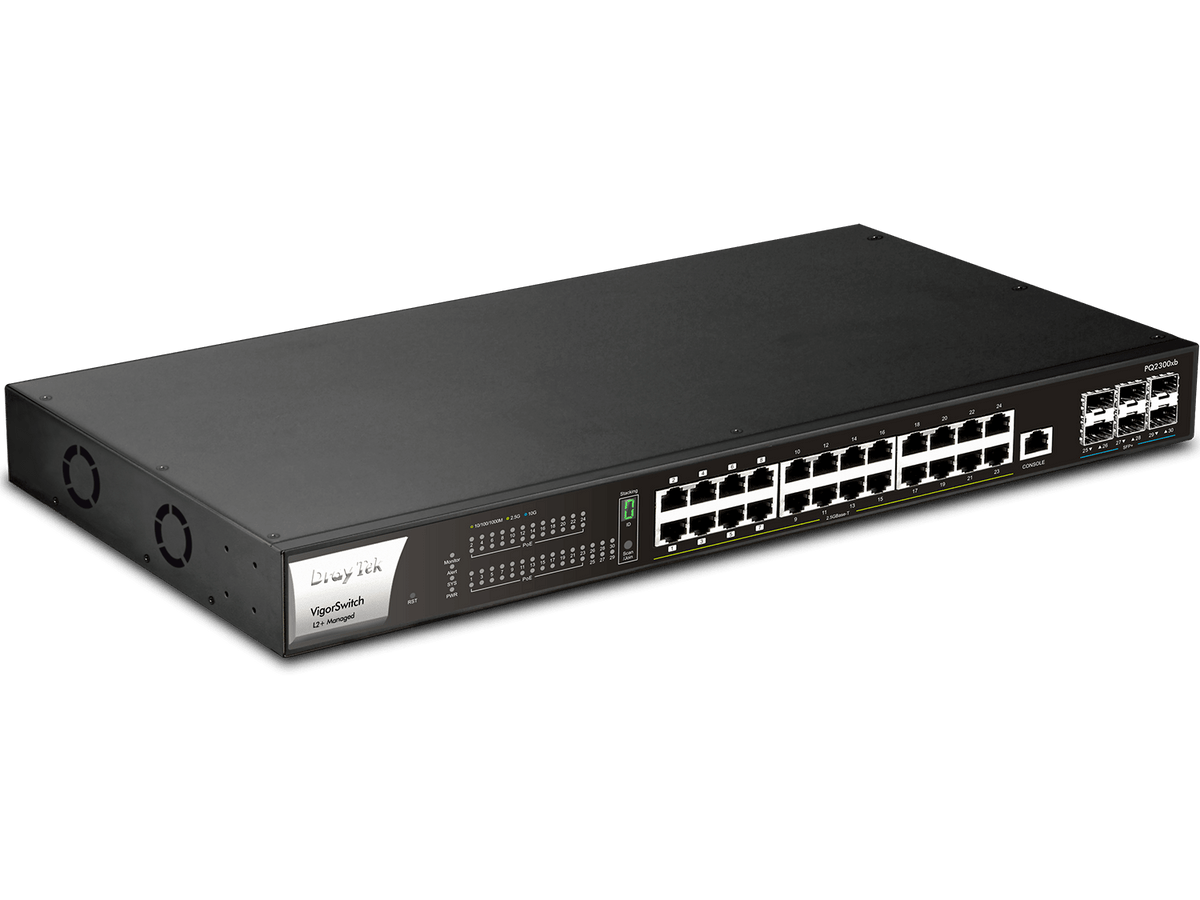 DrayTek VigorSwitch PQ2300xb – 24-Port 2.5GbE L2+ Managed PoE++ Switch with 6x 10G SFP+ & 400W PoE Budget VIGORSWITCHPQ2300XB - The Telecom Spot