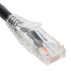 ICC Patch Cord CAT5e Clear Boot 7ft. Black Low Profile Assembled Snag-Free Strain Relief ICPCSP07BK - The Telecom Spot