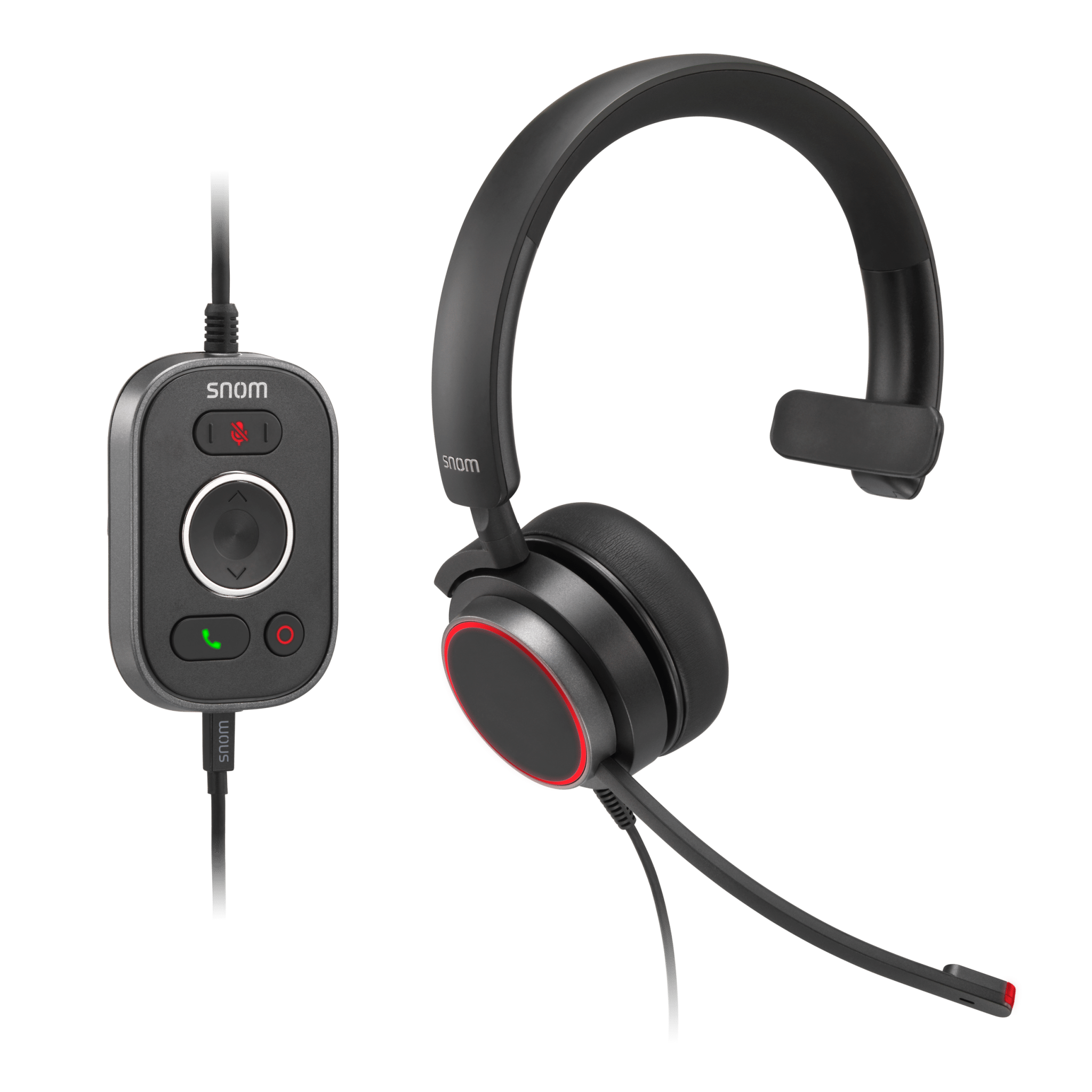 Snom A330M Monaural USB Headset – Full Band Audio Over - Ear with Remote Control for All - Day Office Calls 00004597 - The Telecom Spot