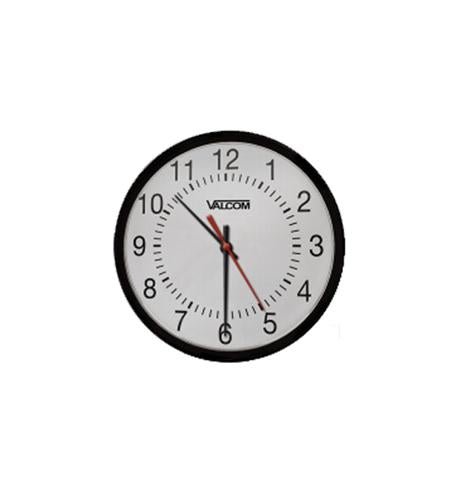 VALCOM V - A2412B 12 Inch Wired Round Analog Clock Black Surface Mount 24V V-A2412B - The Telecom Spot