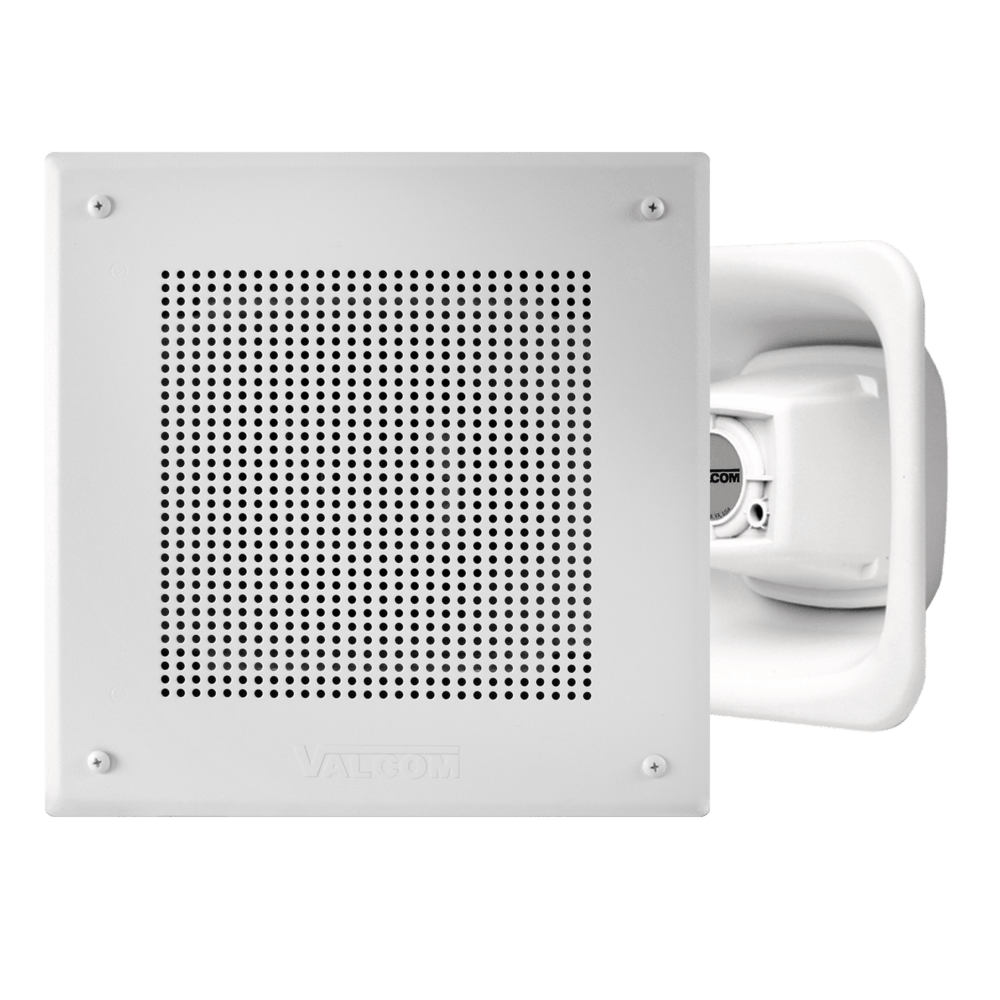 VALCOM VIP - 9880A - IC InformaCast IP FlexHorn Interior Square Surface Mount Faceplate One - Way White VIP-9880A-IC - The Telecom Spot
