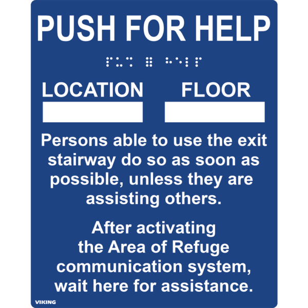 Viking ARS - IB100 Blue Instructional Braille & Raised Letter Sign (To be Placed Next to the Area of Refuge) Emergency Phone ARS-IB100 - The Telecom Spot