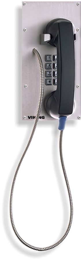 Viking Electronics Hot-Line Vandal Resistant Stainless Steel Panel Phone with Armored Cable and Stainless Steel Keypad K-1900-8 - The Telecom Spot