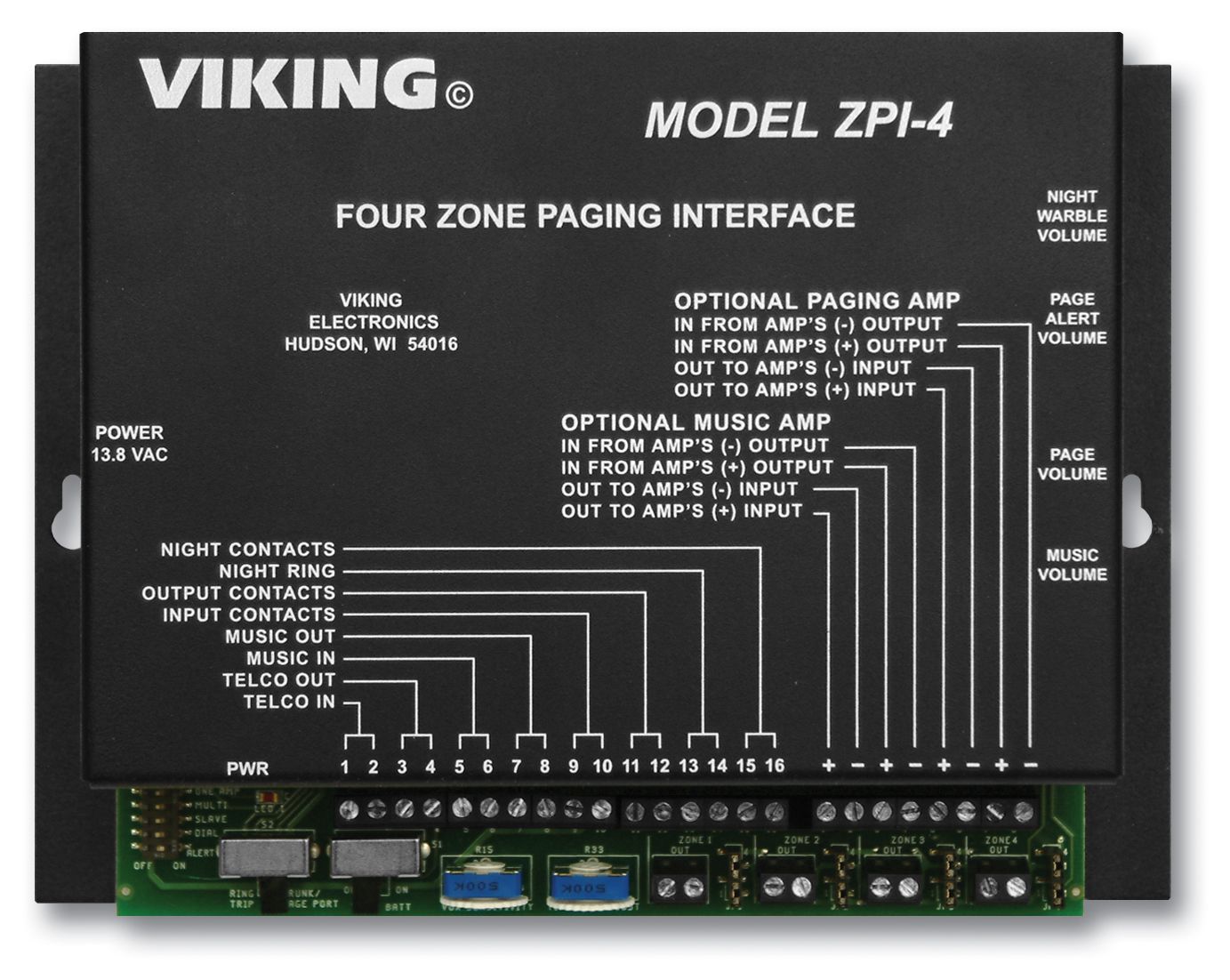 Viking Electronics ZPI-4 New Multi-Zone Paging Unit ZPI-4 - The Telecom Spot