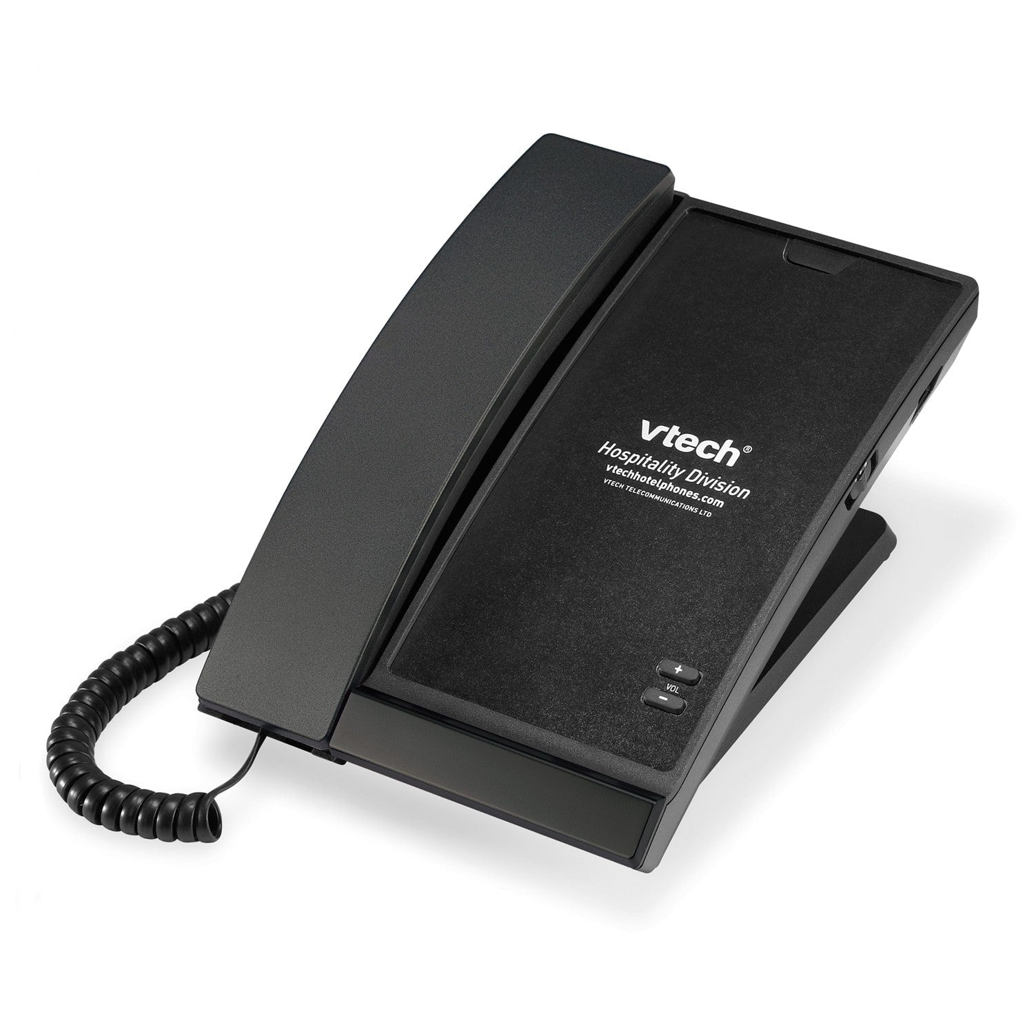 VTech Hospitality A2100 Matte Black Contemporary Analog 1 - Line Corded Lobby Phone (80 - H021 - 14 - 000) 80-H021-14-000 - The Telecom Spot
