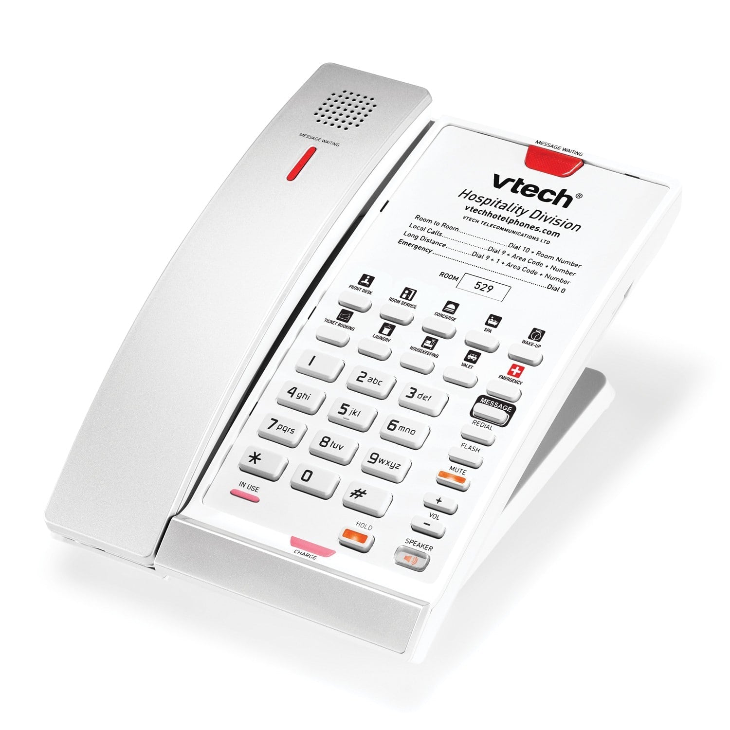VTech Hospitality CTM - A2411 - BATT Silver & Pearl Contemporary Analog 1 - Line Corded Lobby Phone (80 - H0AY - 08 - 000) 80-H0AY-08-000 - The Telecom Spot