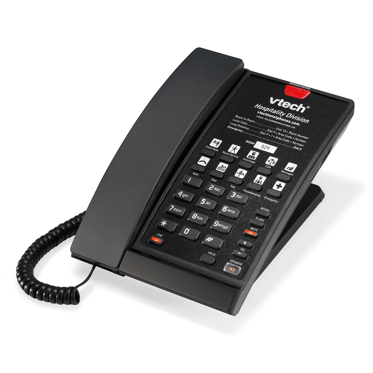 VTech Hospitality CTM - S2212 Matte Black Contemporary SIP 1 - Line Cordless Phone (80 - H0G7 - 13 - 000) 80-H0G7-13-000 - The Telecom Spot