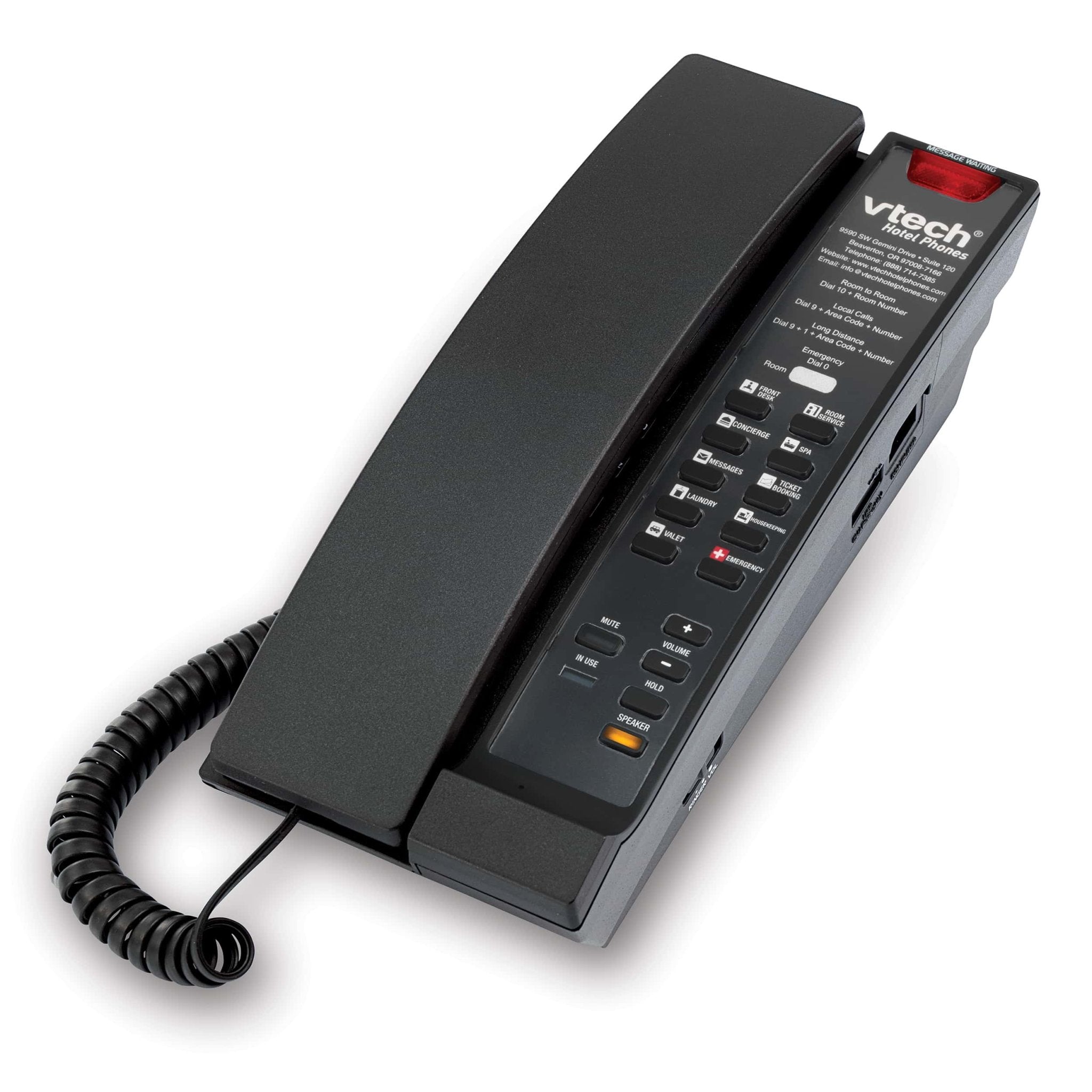 VTech Hospitality CTM - S2213 Matte Black Contemporary SIP 1 - Line Cordless Phone (80 - H0G8 - 13 - 000) 80-H0G8-13-000 - The Telecom Spot