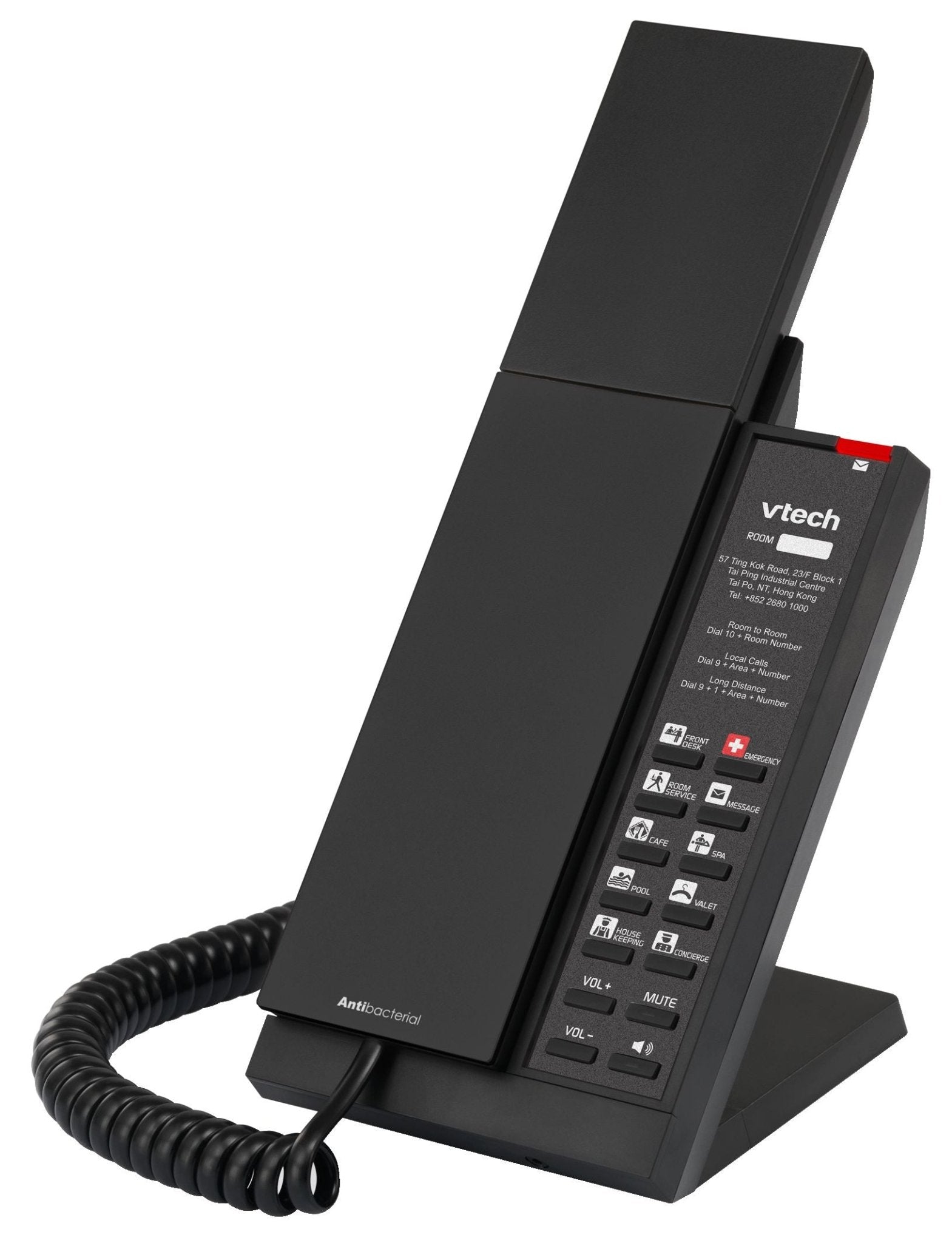 VTech Hospitality NG - S3212 Matte Black NG SIP 1 - Line Corded Phone (80 - H0GM - 13 - 000) 80-H0GM-13-000 - The Telecom Spot
