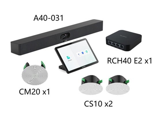 Yealink A40CEAUDIO MeetingBar A40 Ceiling Audio Bundle – 4K AI Video Bar with CM20 Mic & Dual CS10 Speakers for Medium Rooms A40CEAUDIO - The Telecom Spot