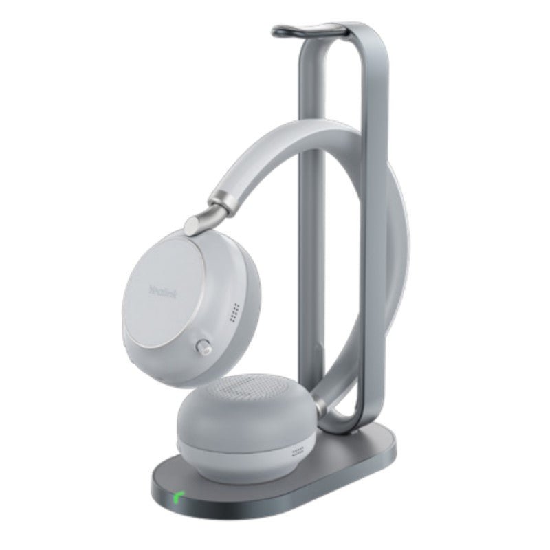 Yealink BH76 Bluetooth Headset w/Charging Stand BH76-Stand-UC-Light-Gray-USB-A - The Telecom Spot