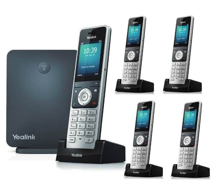 Yealink W60 DECT Cordless Phone System Bundle with 5x W56H Handsets W60B-Bundle-5x-W56H-Handsets - The Telecom Spot