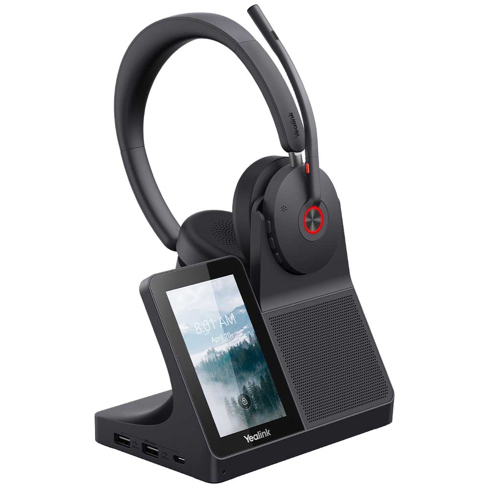 Yealink WH68 Workstation ANC DECT Wireless Headset – Hybrid ANC, 4" Touchscreen Speakerphone Base for Open Office Hybrid Work (1208738)