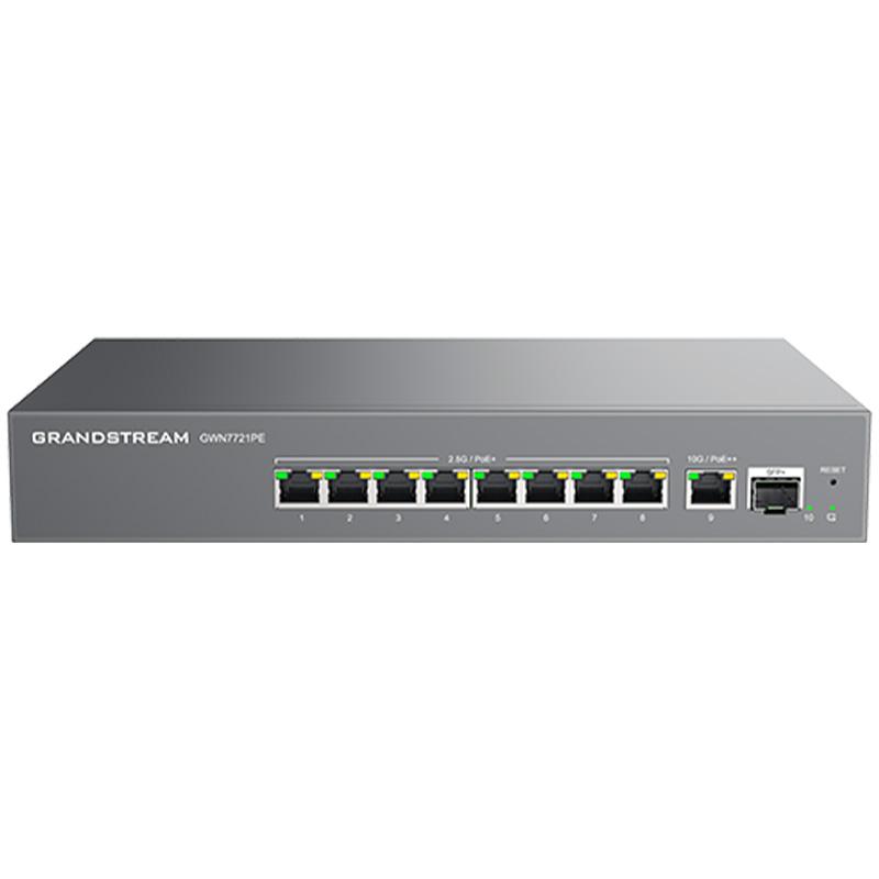 Grandstream GWN7721PE Layer 2 Lite Managed Switch – 8x 2.5G PoE+ & 90W 10G for SMB Multi-Gig Networks