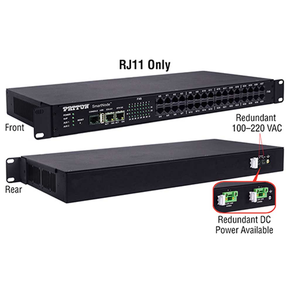 Patton SN4741A SmartNode VoIP Gateway – 16 FXO Ports for PSTN Trunk Integration into SIP UC Systems (SN4741A/16JO16V/RJ11/EUI)