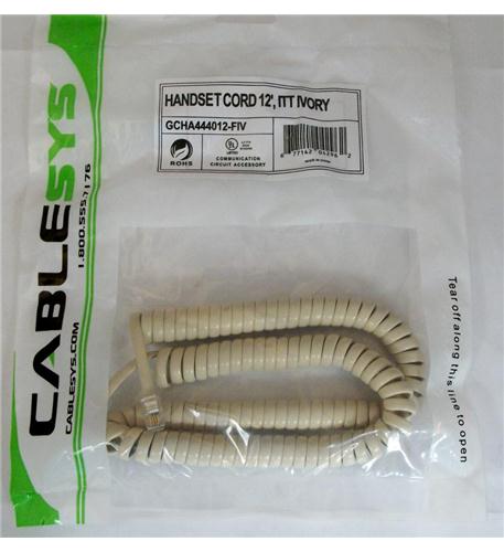 Cablesys GCHA444012-FIV / 12' IVORY Handset Cord 1200IV - The Telecom Spot