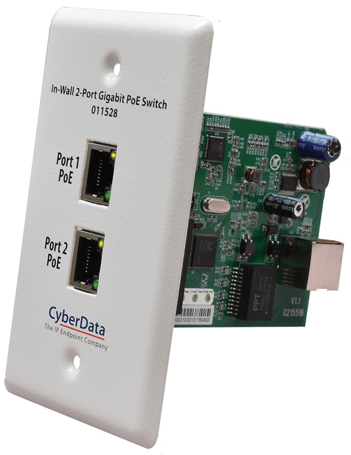 Cyberdata 011528 In-Wall 2-Port Gigabit PoE Switch 011528 - The Telecom Spot