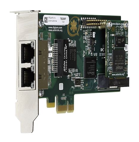 Digium 1TE235BF Dual T1 PCIe Card with Echo Cancellation 1TE235BF - The Telecom Spot