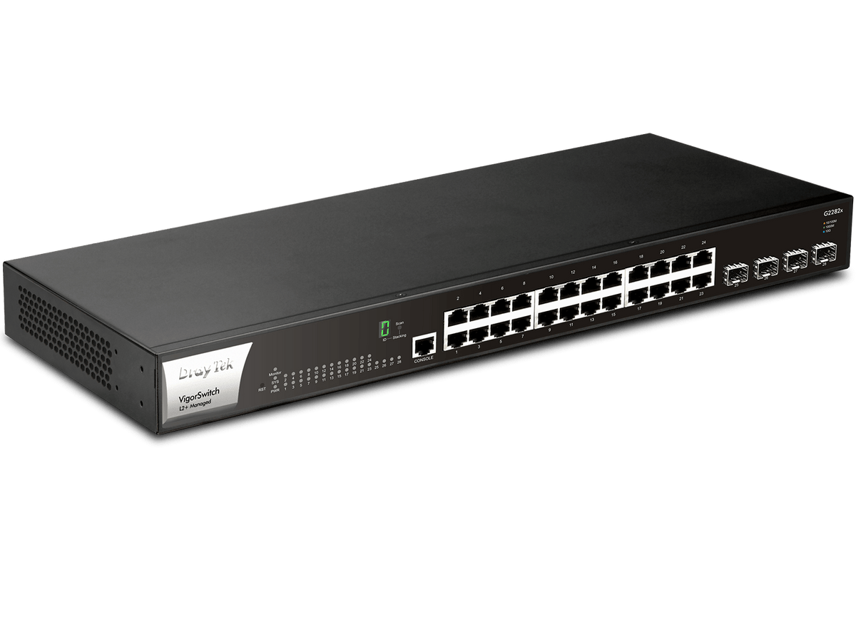 DrayTek VigorSwitch G2282x – 28-Port Gigabit L2+ Managed Switch with 4x 10G SFP+ Uplinks & Stacking VIGORSWITCHG2282X - The Telecom Spot