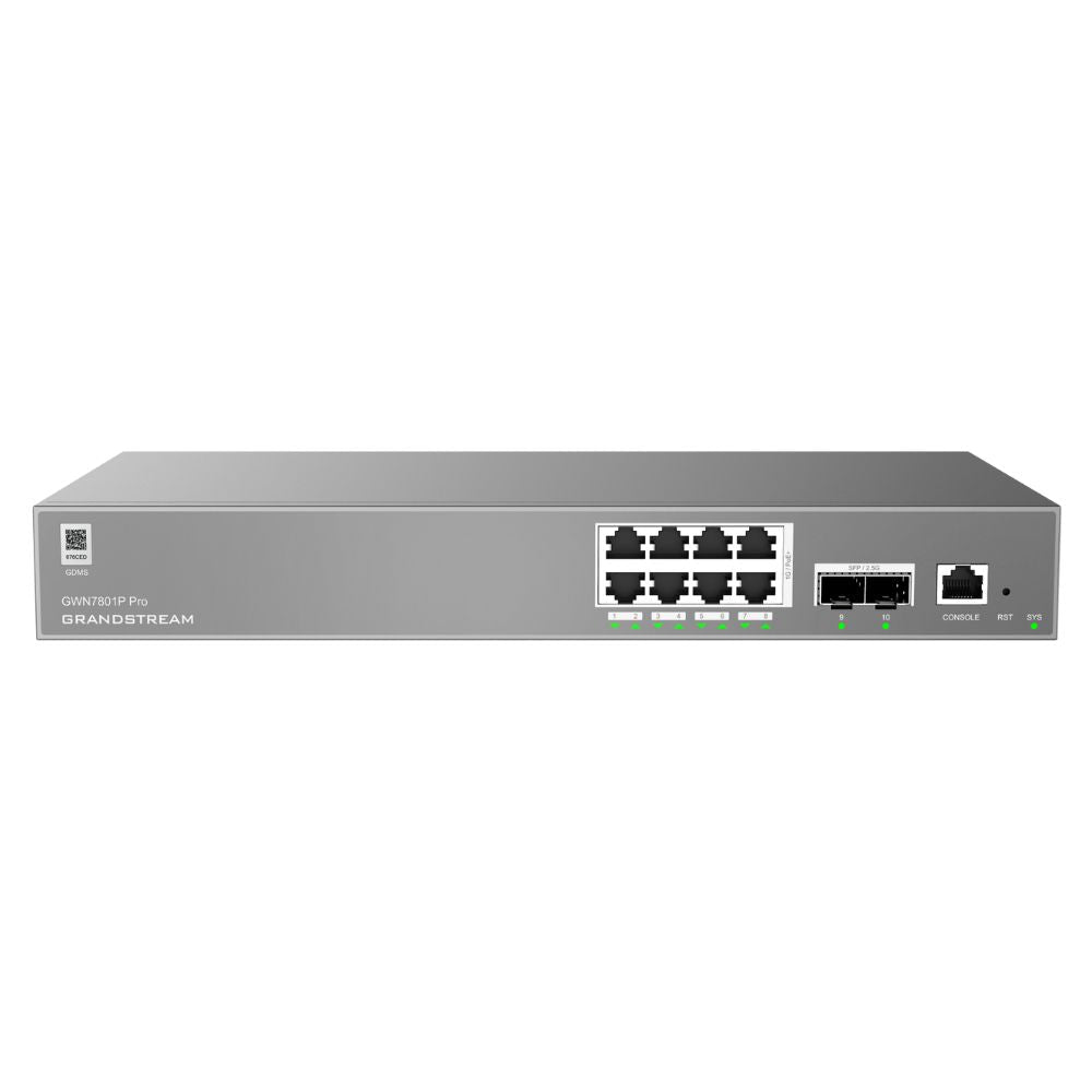 Grandstream GWN7801P Pro Layer 2++ 8 - Port Gigabit PoE+ Managed Network Switch – 120W Budget & 2x 2.5G SFP Ports GWN7801P-PRO - The Telecom Spot