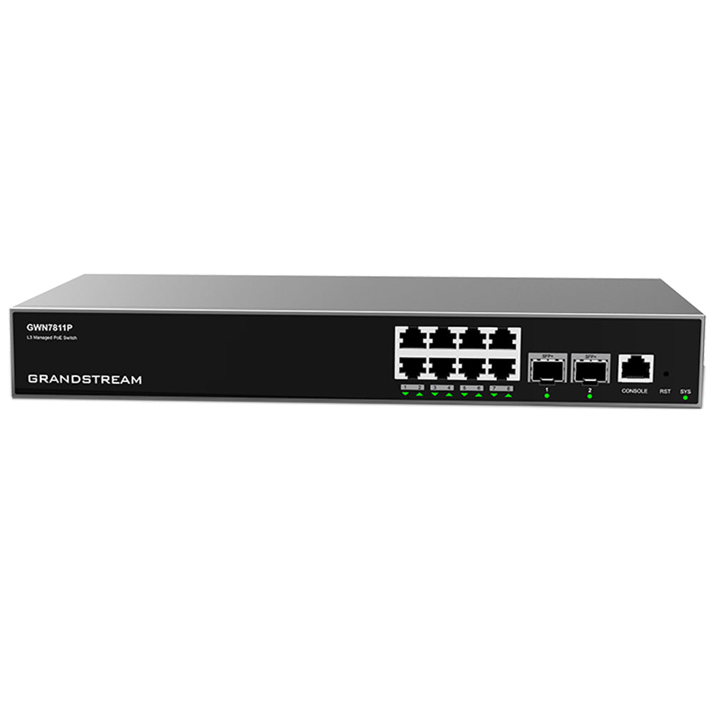 Grandstream GWN7811P 8-Port Gigabit Layer 3 Managed PoE Switch GWN7811P - The Telecom Spot