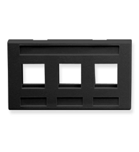 ICC FACEPLATE- FURNITURE- 3-PORT- BLACK IC107FM3BK - The Telecom Spot