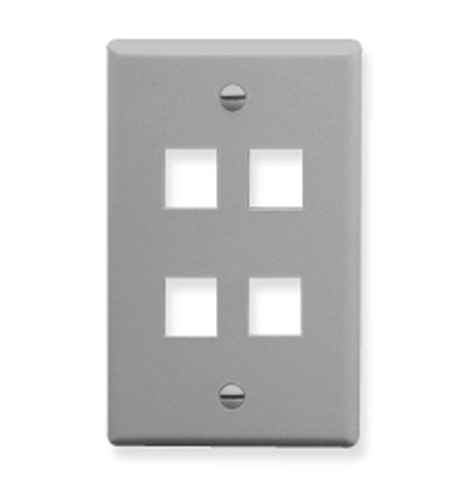 ICC IC107F04GY - 4Port Face - Gray FACE-4-GR - The Telecom Spot