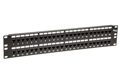ICC Patch Panel CAT 5E Feed-Thru 48-Port 2 RMS ICMPP48CP5 - The Telecom Spot