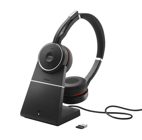 Jabra Evolve 75+ UC Stereo Headset with Charging Stand 7599-838-199 - The Telecom Spot