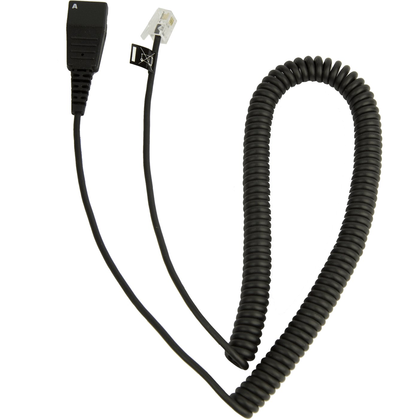 Jabra Quick Disconnect (QD) to Modular (RJ) Coiled Bottom Cord, 2 Meter 8800-01-37 - The Telecom Spot