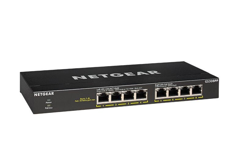Netgear 8-Port Gigabit Ethernet Unmanaged PoE+ Switch GS308PP-100NAS - The Telecom Spot
