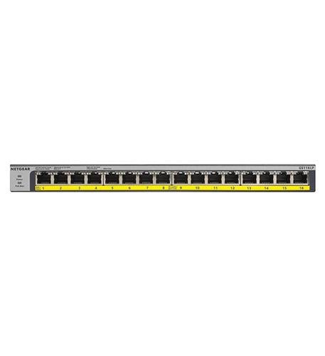 Netgear GS116LP-100NAS 16-Port PoE/PoE+ Gigabit Ethernet UnMgd. GS116LP-100NAS - The Telecom Spot