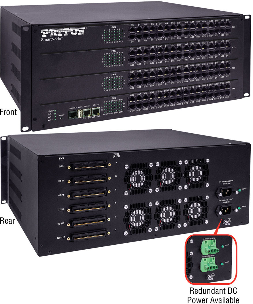 Patton SN4741/128JS128VSP/RJ11-21/R48 SmartNode VoIP Gateway SN4741/128JS128VSP/RJ11-21/R48 - The Telecom Spot