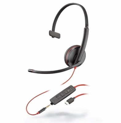 Plantronics Blackwire C3215 Mono Headset, USB-C and 3.5mm Connectivity 80S05A6 - The Telecom Spot
