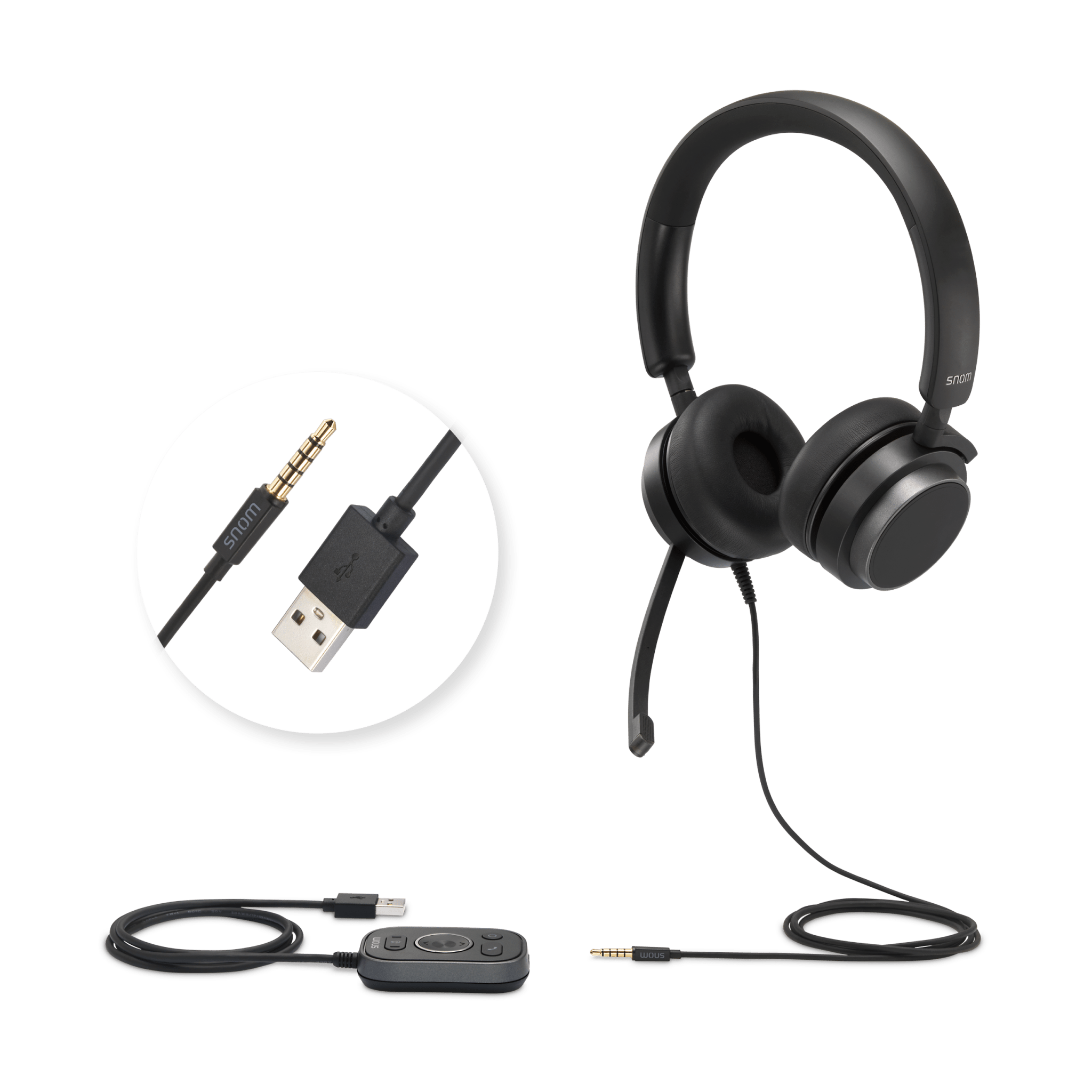 Snom A330D Binaural USB Headset – Full Band Audio Remote Control for All - Day Office Calls 00004598 - The Telecom Spot