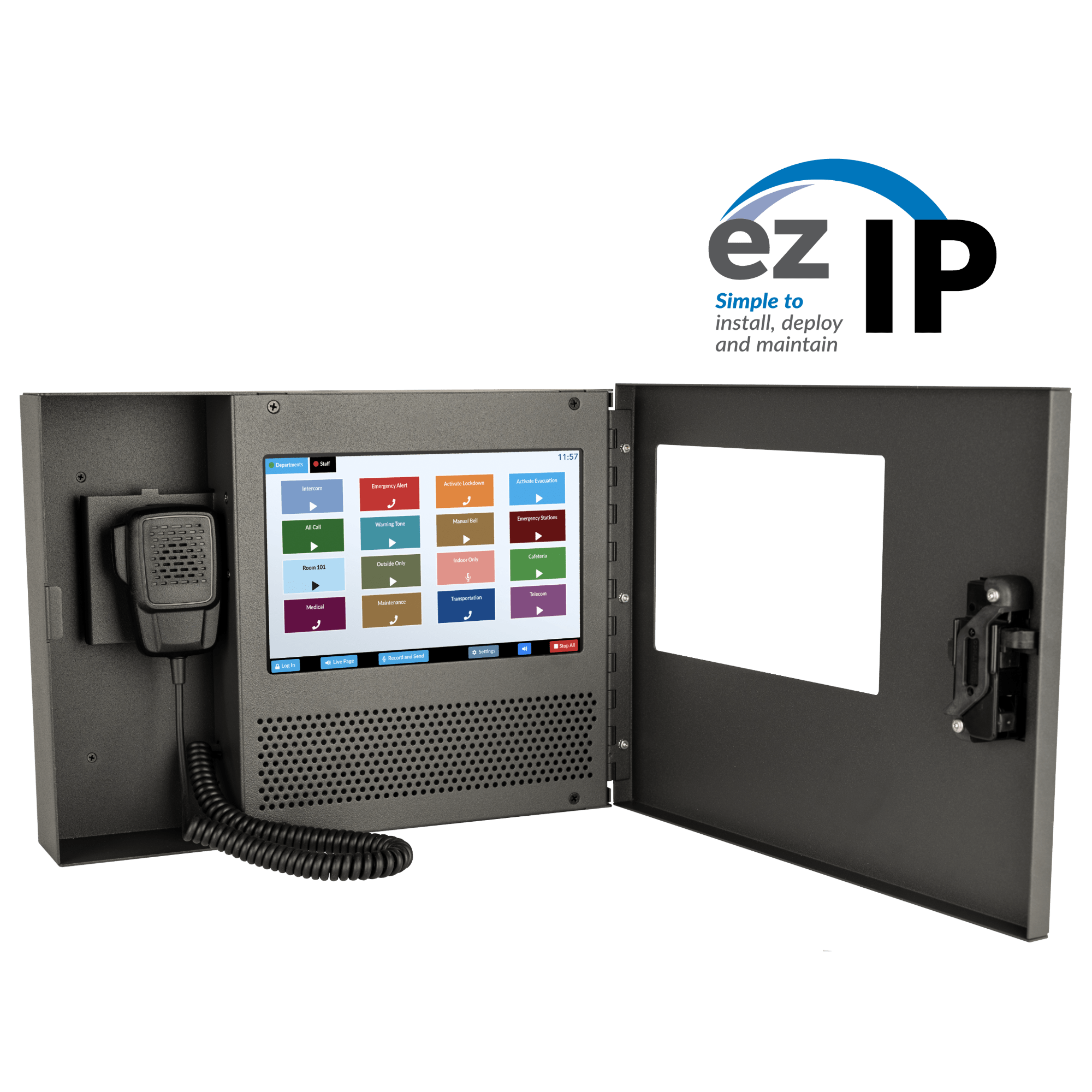 Valcom EZ - TCH ezIP Communication Panel with Handheld Microphone – Wall Mount Emergency & Daily Paging Console EZ-TCH - The Telecom Spot