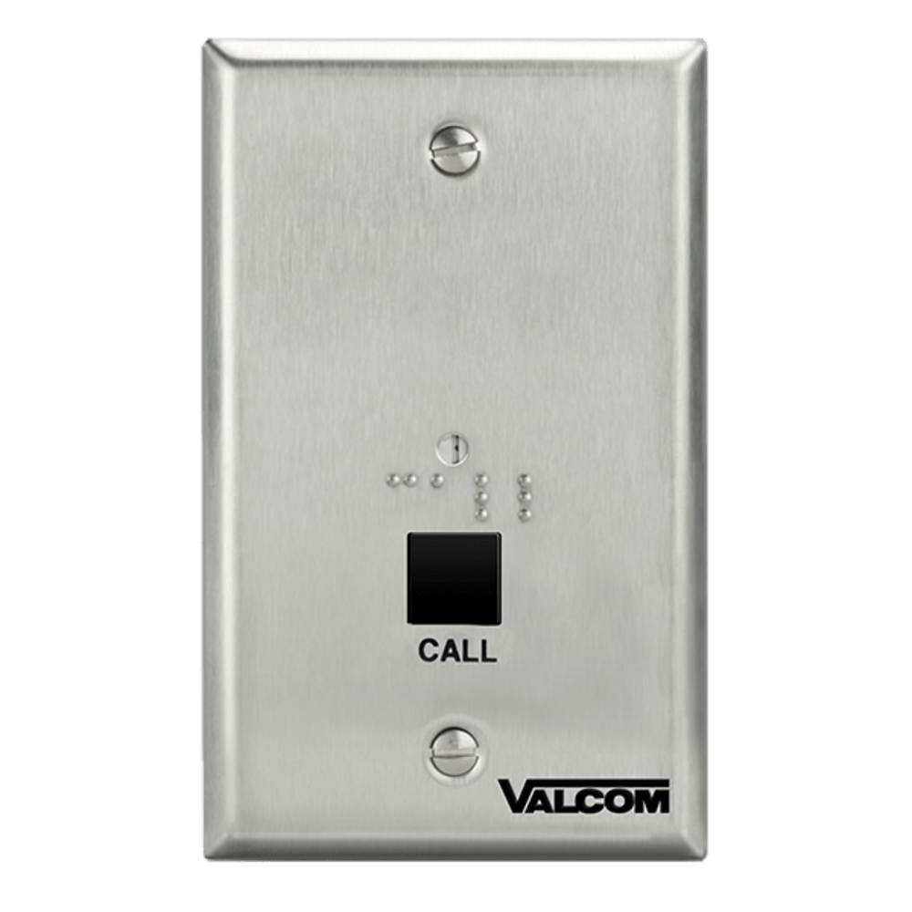 VALCOM V - 2977 Braille Call Button with Volume Control Fits a single - gang electrical box No external V-2977 - The Telecom Spot