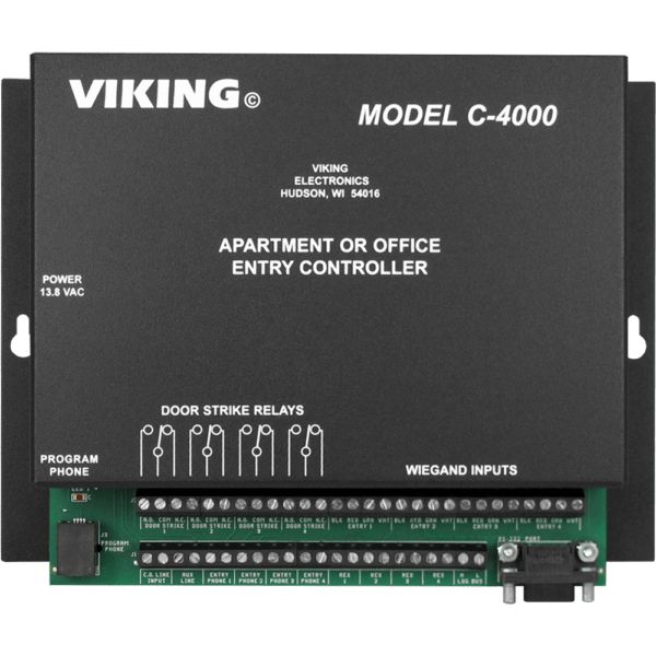 Viking C - 4000 250 Apartment Door Entry System Controller – Supports 4 Entry Points with Keyless Entry & Card Readers C-4000 - The Telecom Spot