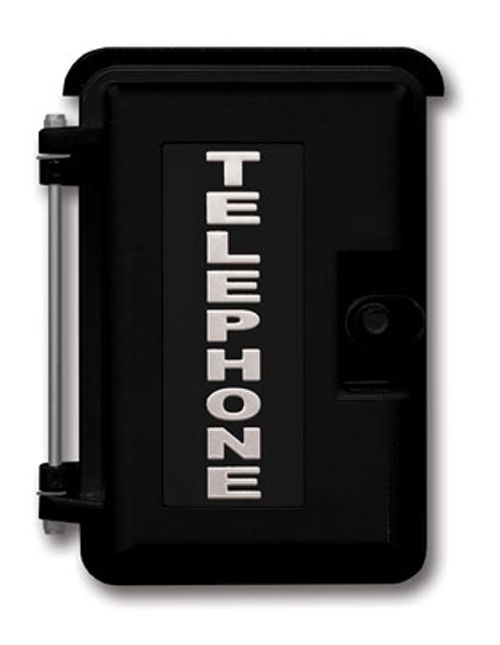Viking Electronics Black Heavy-Duty Outdoor Enclosure with Silver in. Telephonein. Lettering includes Interior Adapter Panel 2 for Mounting Viking Products VE-9X12B-2 - The Telecom Spot