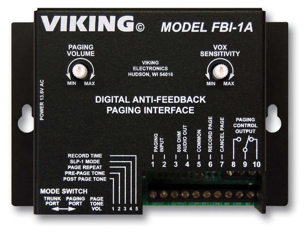 Paging Interface Viking Electronics FBI-1A New Digital Anti-Feedback Paging Interface ...