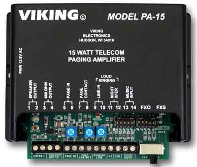 Viking Electronics PA-15 15 Watt Paging Amplifier for FXO or FXS PA-15 - The Telecom Spot